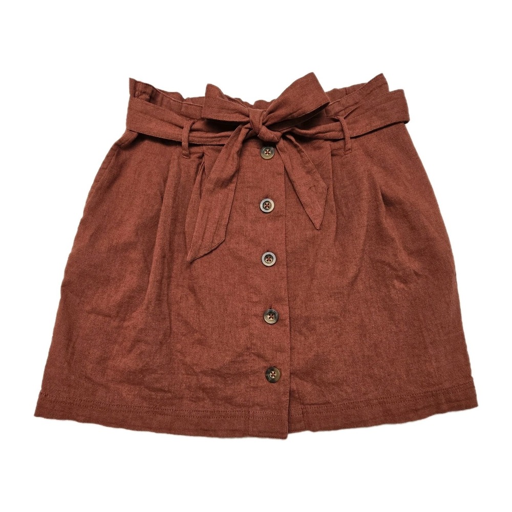 Hollister Ultra High Rise Mini Skirt Linen Medium Paperbag‎ Boho Indie Festival